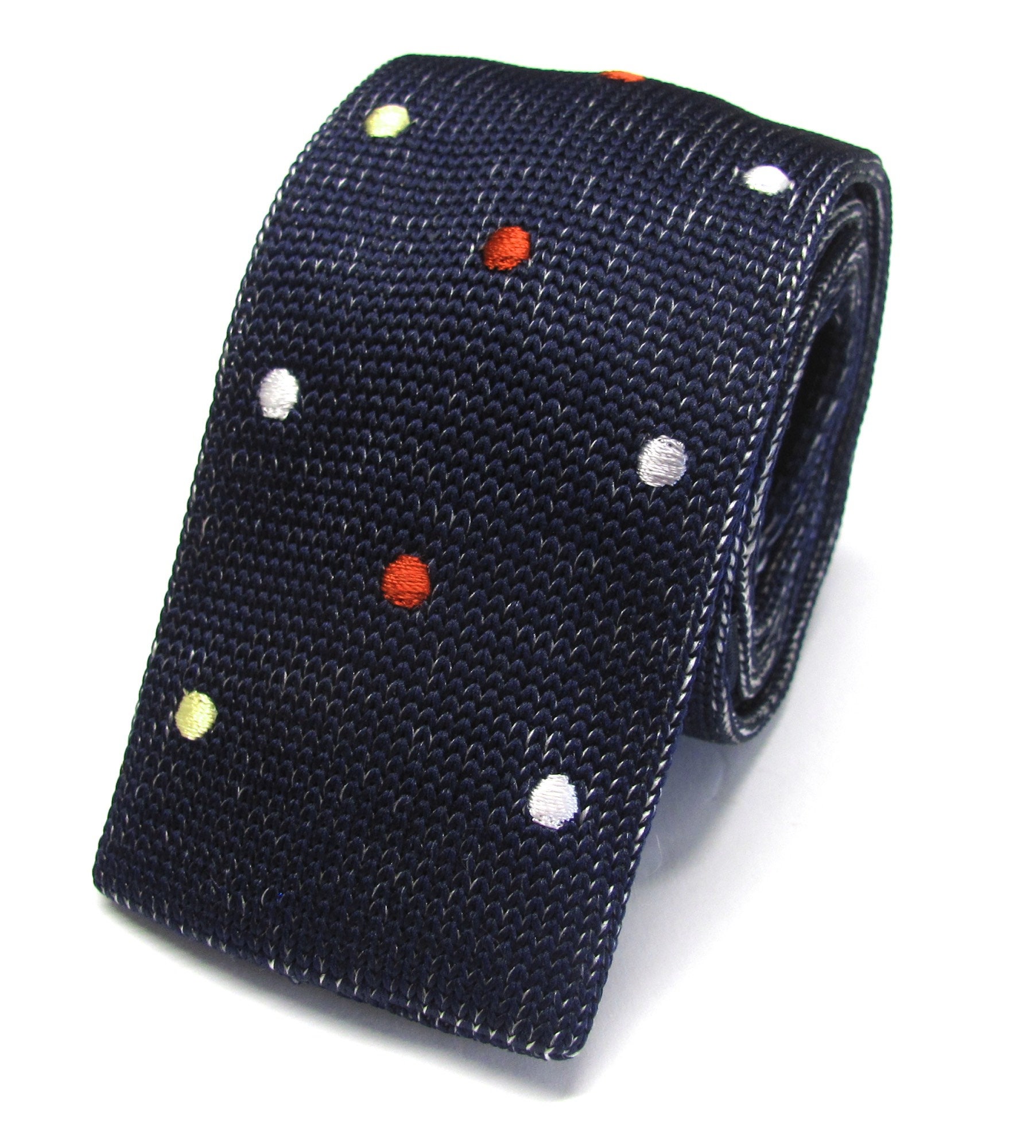 Cravatta Paolo slim in seta blu navy con pois rossi - Marina - Monsieur | Café Coton