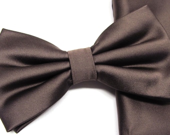 Mens Bowtie. Brown Bowties. Chocolate Brown Bowtie With Matching Pocket Square Option