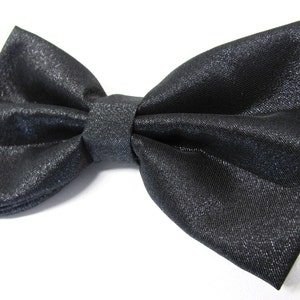 Mens Bow Ties. Lamé Black Metallic Bowtie With Matching Pocket Square Option