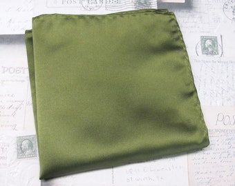 Pocket Square Solid Martini Olive Green Drab Hanky Handkerchief