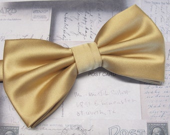 Mens Bowtie Dusty Gold Bowties With Matching Pocket Square Option