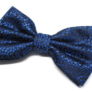 Mens Bowties Black Royal Blue Stripes Bowtie With Matching Pocket Square