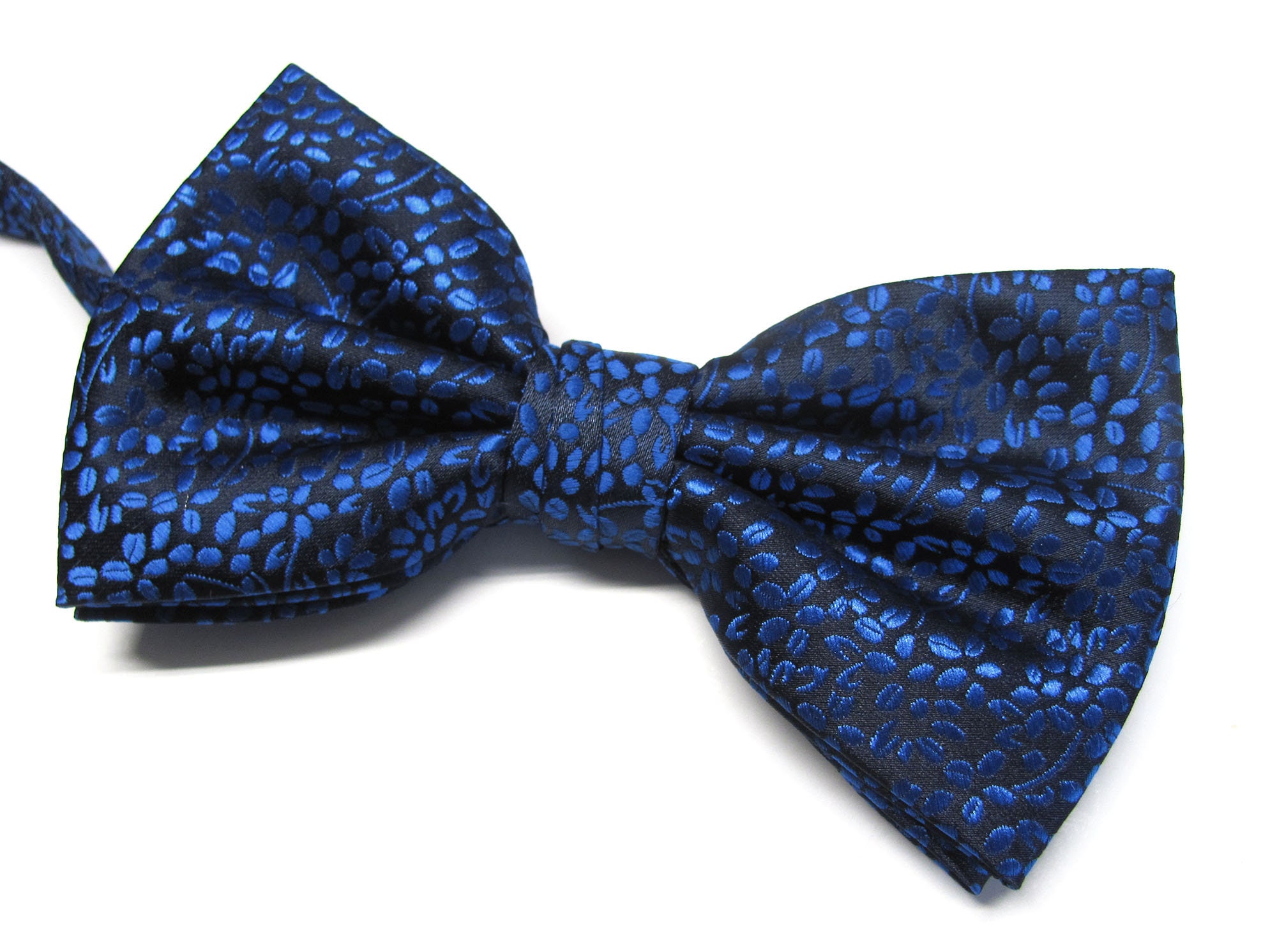 Nœud Papillon Homme à Nouer En Satin Noir Rayé Bleu Roi - Italien