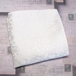 Pocket Square White Floral Hanky Handkerchief