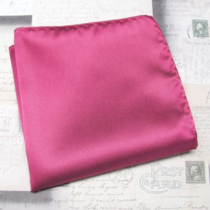 Pocket Square Solid Raspberry Fuchsia Pink Hanky Handkerchief