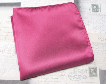 Pocket Square Solid Raspberry Fuchsia Pink Hanky Handkerchief