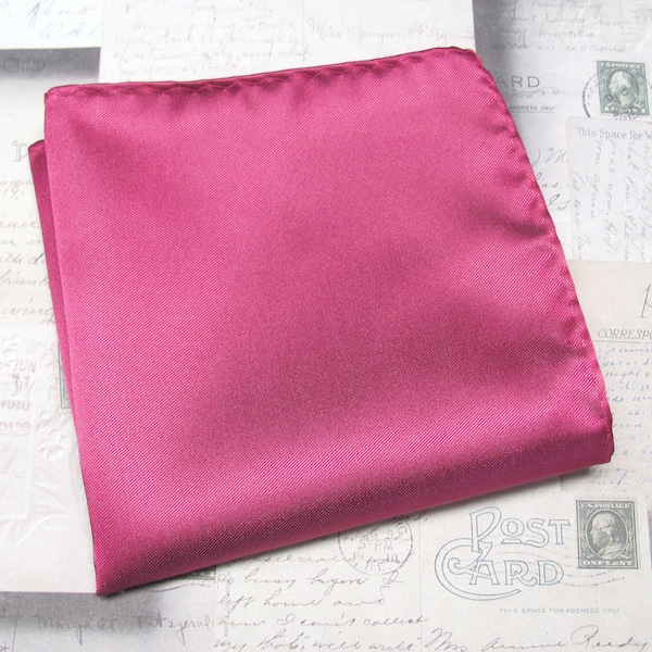 Pocket Square Solid Raspberry Fuchsia Pink Hanky Handkerchief