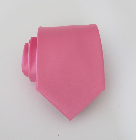 Necktie Pink Mens Tie With Matching Pocket Square Handkerchief Etsy