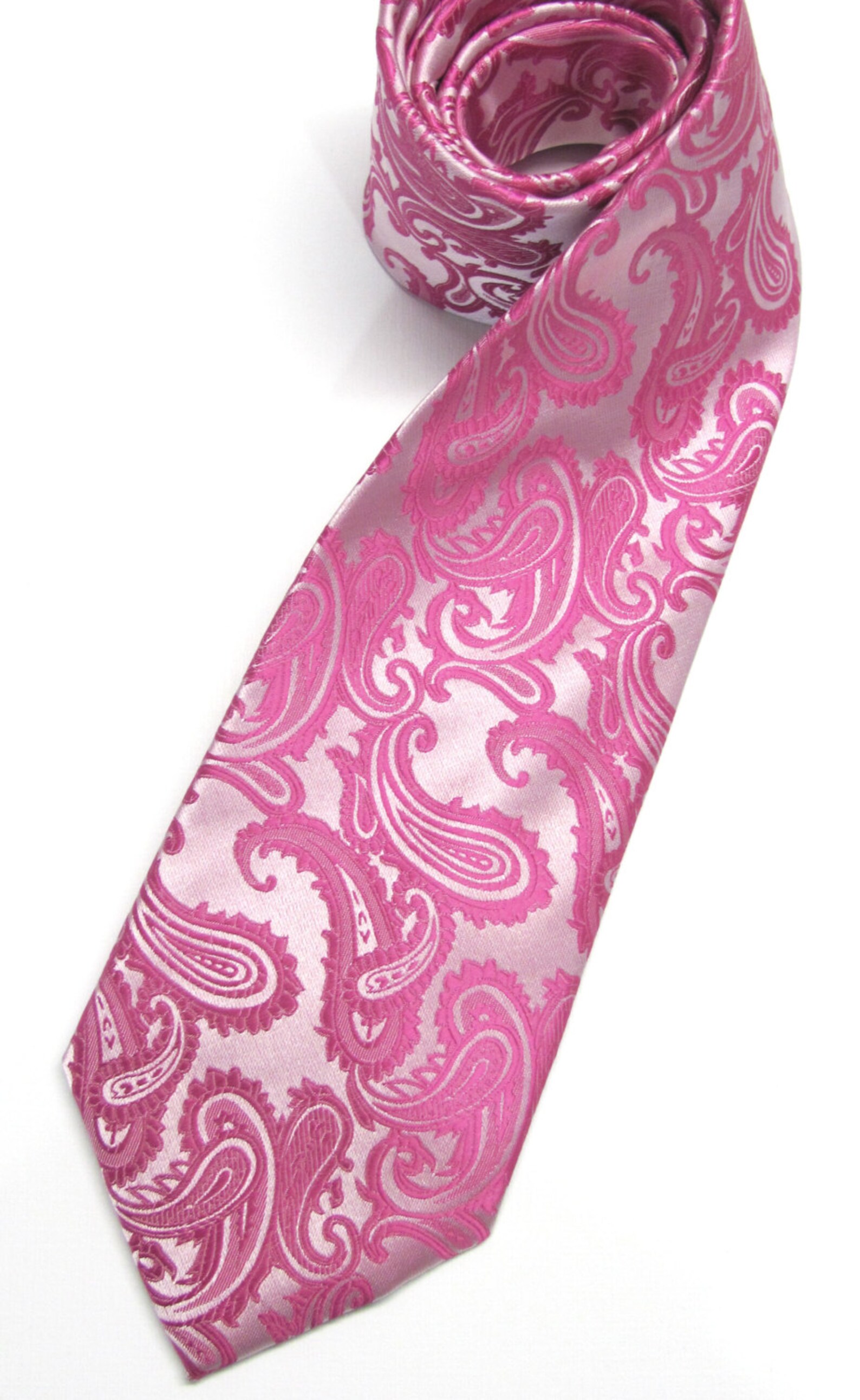Fuchsia Raspberry Hot Pink Paisley Mens Tie. Wedding Ties. Etsy