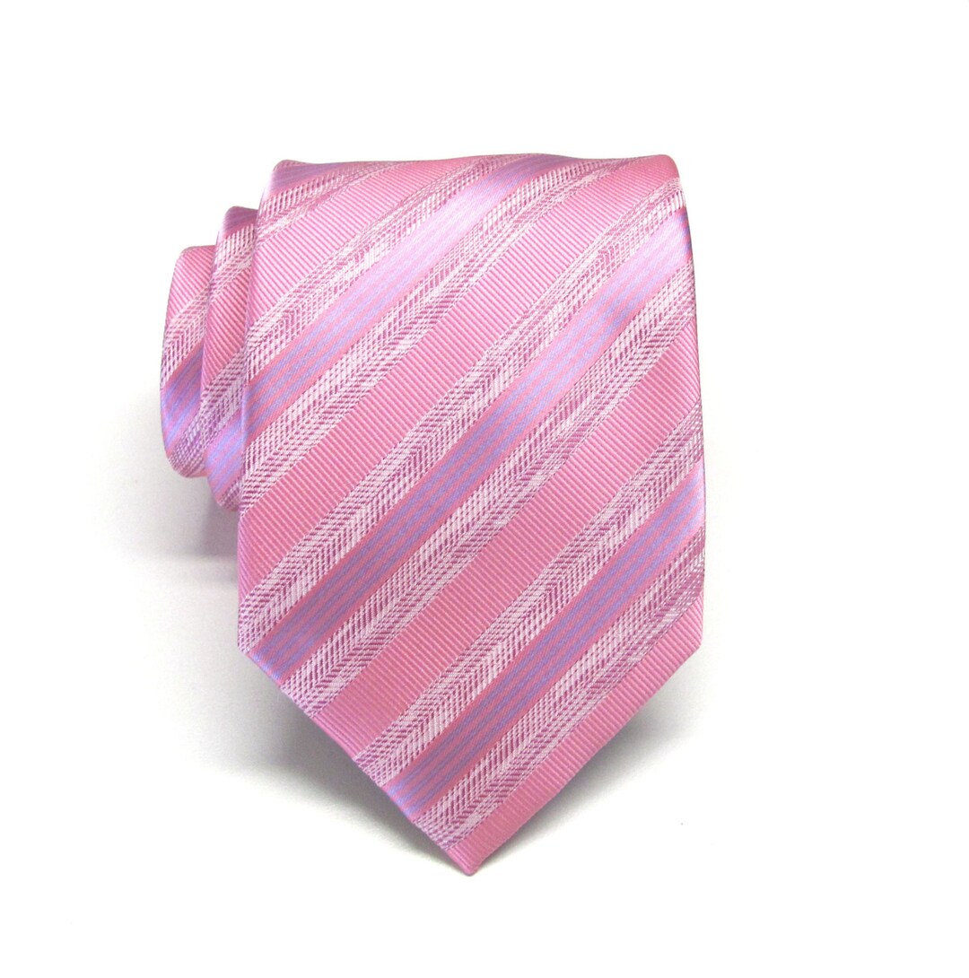 Pink Necktie Cotton Candy Pink Raspberry Blue Stripes Mens Tie Etsy