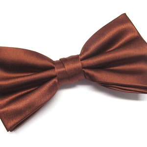 May include: A brown satin bow tie.