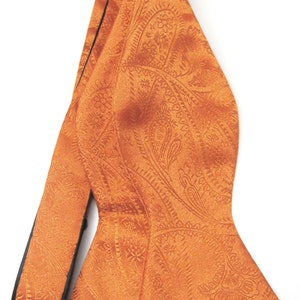 Free Style Mens Bow Tie. Burnt Orange Paisley Self Tie Bowtie With Matching Pocket Square Option image 2