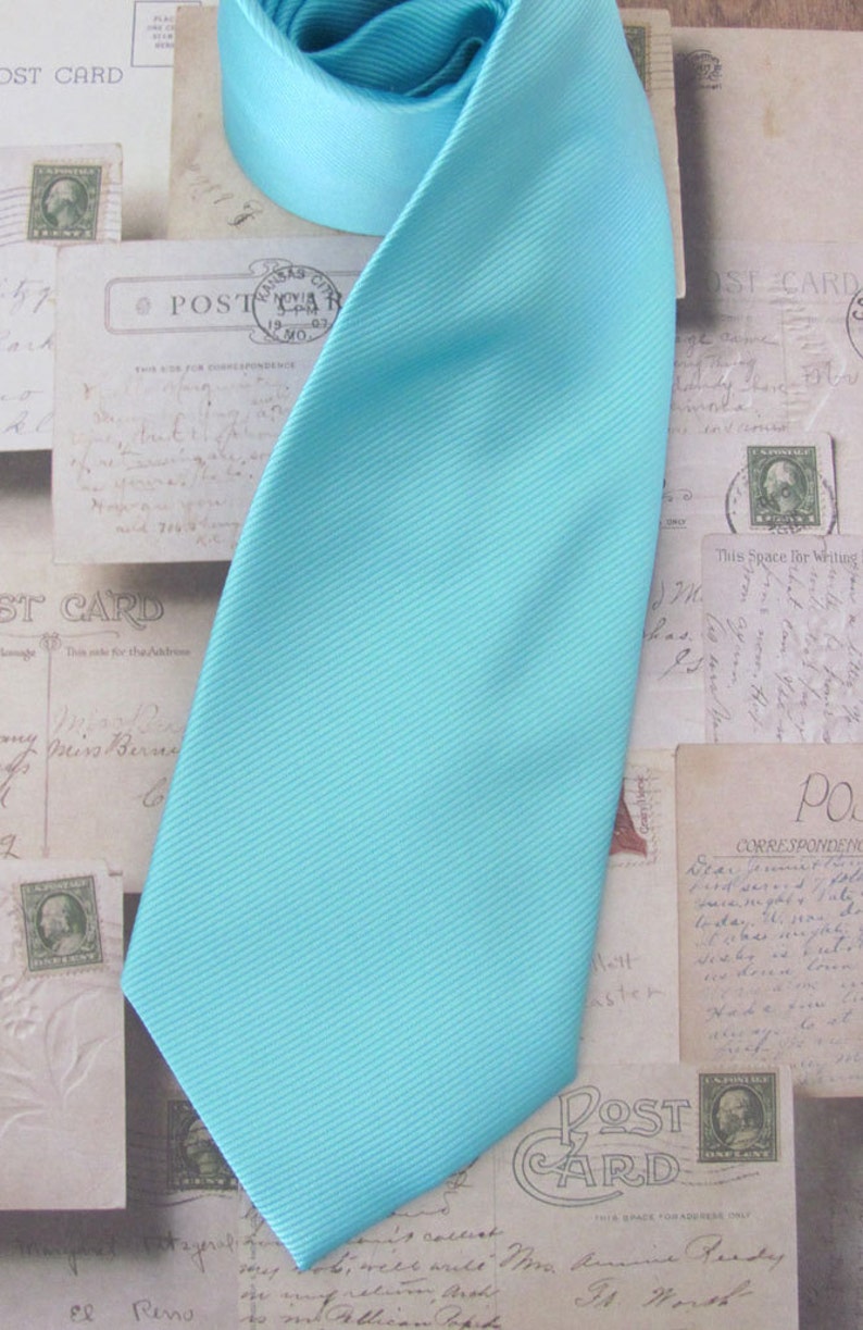 Mens Tie. Pool Blue Aqua Robin Egg Blue Tonal Stripes Necktie Etsy