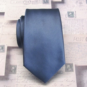 Denim Blue Mens Tie Wedding Necktie With Matching Pocket Square Option