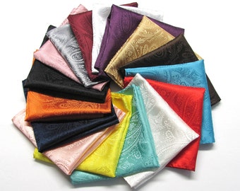 Einstecktuch Herren Taschentuch Paisley Rot Ivory Grün Gelb Pfirsich Blau Orange Schwarz Pink Silber Burgund Weiß Lila Gold Schwarz