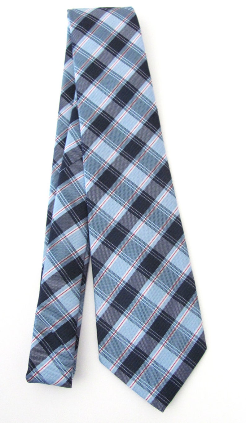 Mens Ties. Necktie Blue and Red Plaid Mens Tie image 3