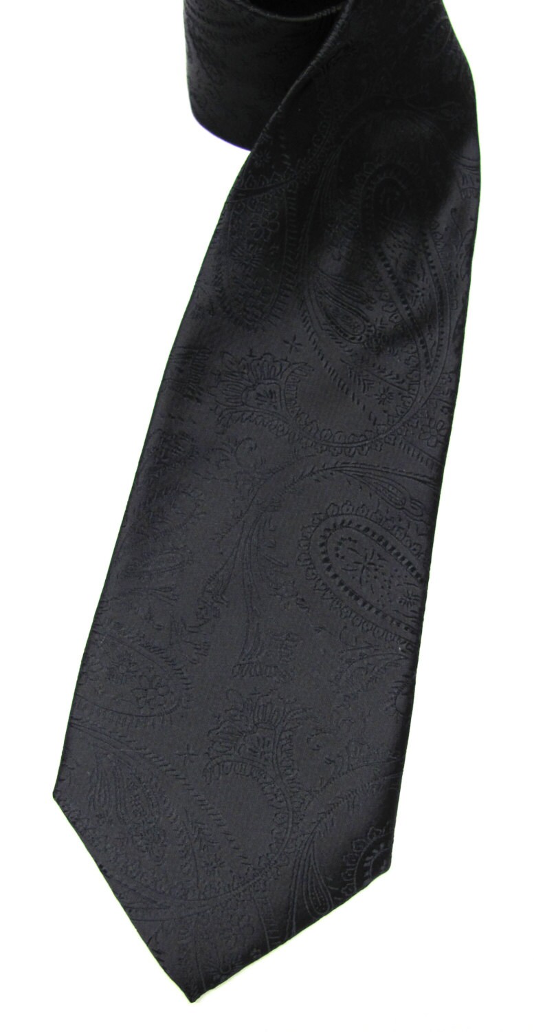 Mens Tie. Black Tonal Paisley Silk Necktie - Etsy