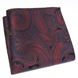 Pañuelo de bolsillo Borgoña Púrpura Negro Floral Paisley Hanky Pañuelo