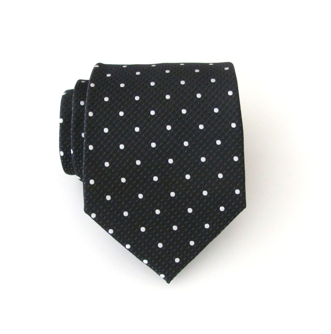 Mens Tie. Black White Dot Mens Necktie - Etsy