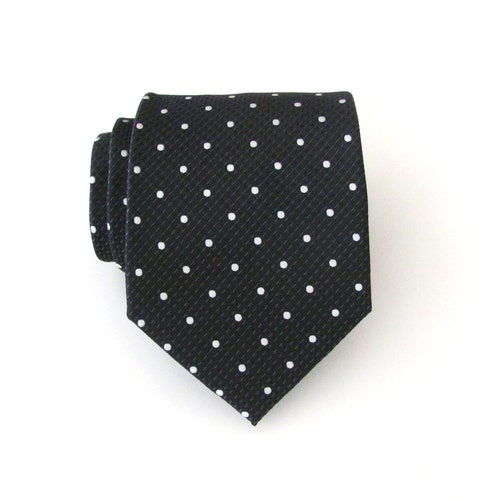 Mens Tie. Black White Dot Mens Necktie - Etsy