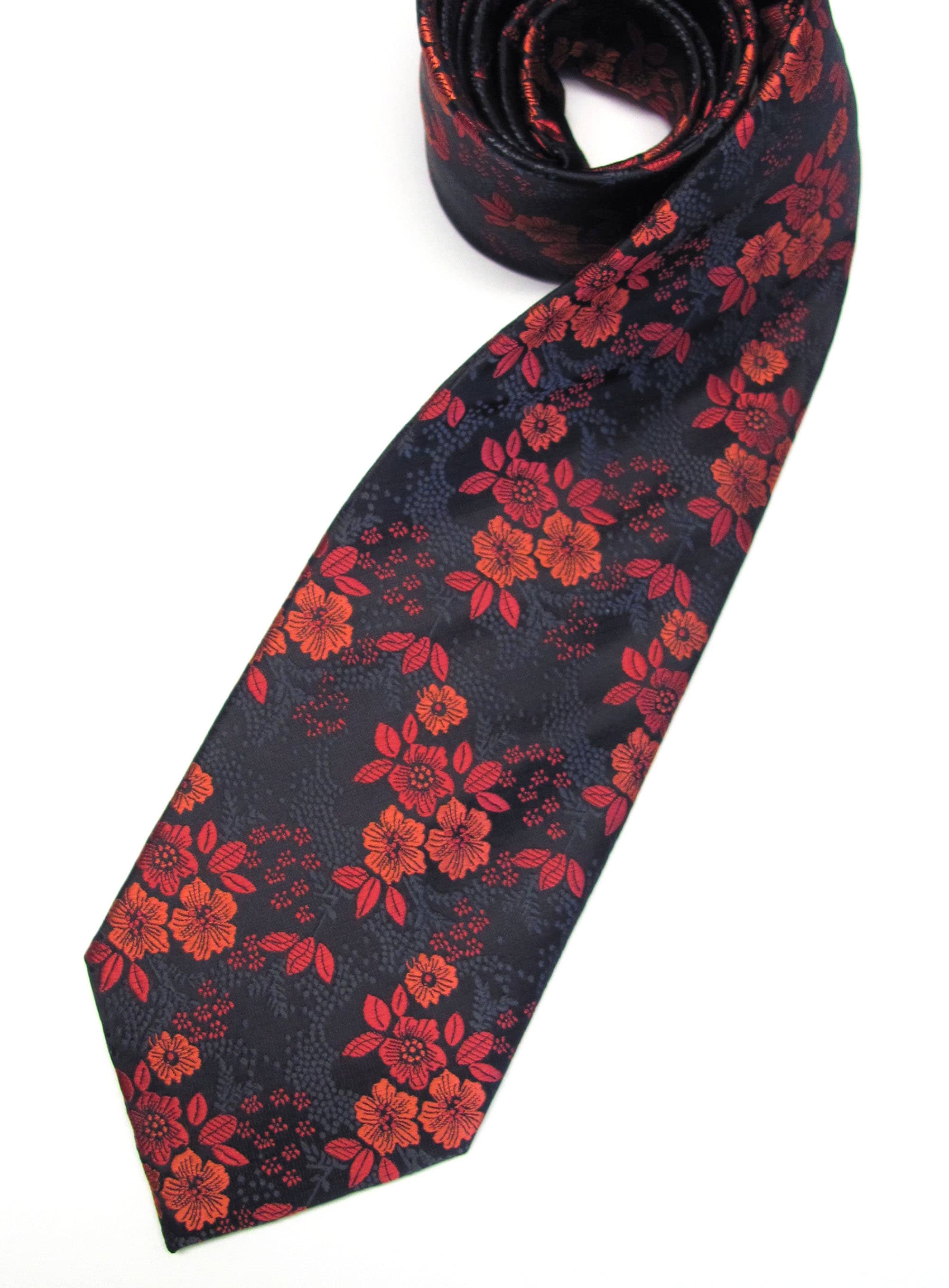 Mens Ties Black Red Floral Mens Silk Necktie With Matching Etsy