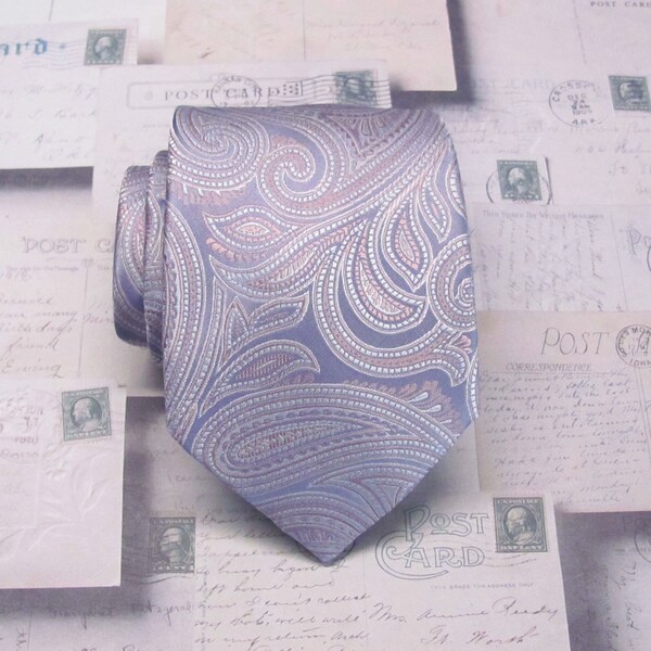 Mens Tie Lavender Purple Dusty Pink Paisley Necktie