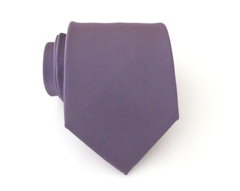 Mauve Mens Tie With Matching Pocket Square. Mauve Dusty Light Portobello Purple Mens Necktie Handkerchief Option