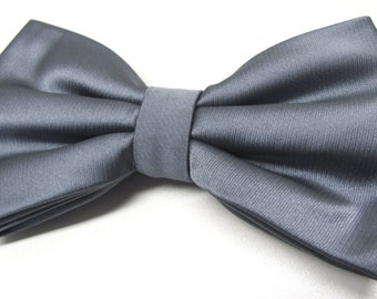 Mens Bowties. Pewter Gray Bowties. Pewter Grey Bow tie With Matching Pocket Square Option