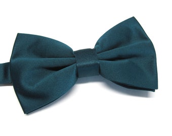 Mens Bowtie. Dark Teal Bowtie With Matching Pocket Square Option