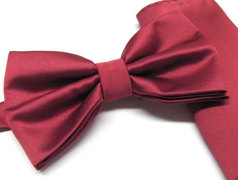 Mens Bowtie. Red Bowtie With Matching Pocket Square Option - Etsy