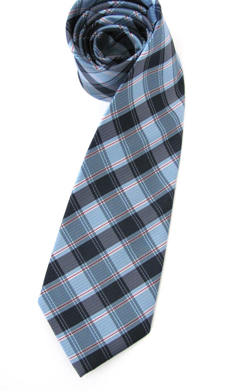 Mens Ties. Necktie Blue and Red Plaid Mens Tie image 2