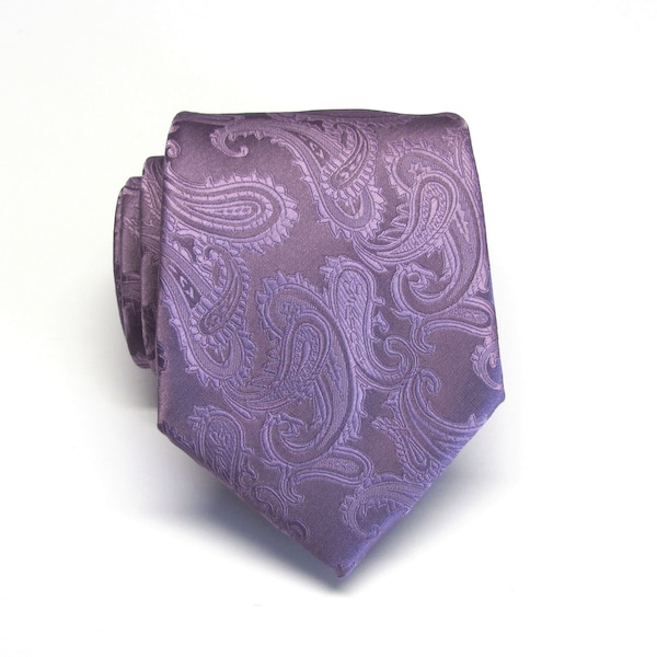 Mens Tie. Wedding Neckties Wisteria Dusty Purple Lavender Paisley Mens Tie. Groomsmens Ties