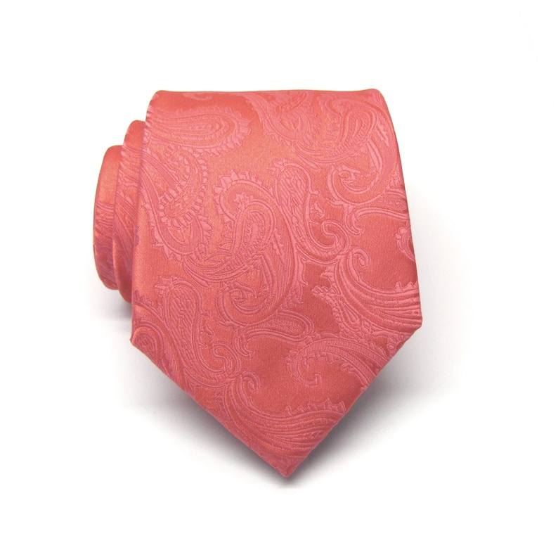Mens Ties Coral Paisley Mens Wedding Neckties. Groomsmen Ties Etsy
