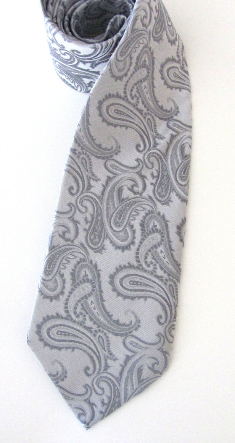 Mens Ties Silver Gray Paisley Necktie - Etsy Australia