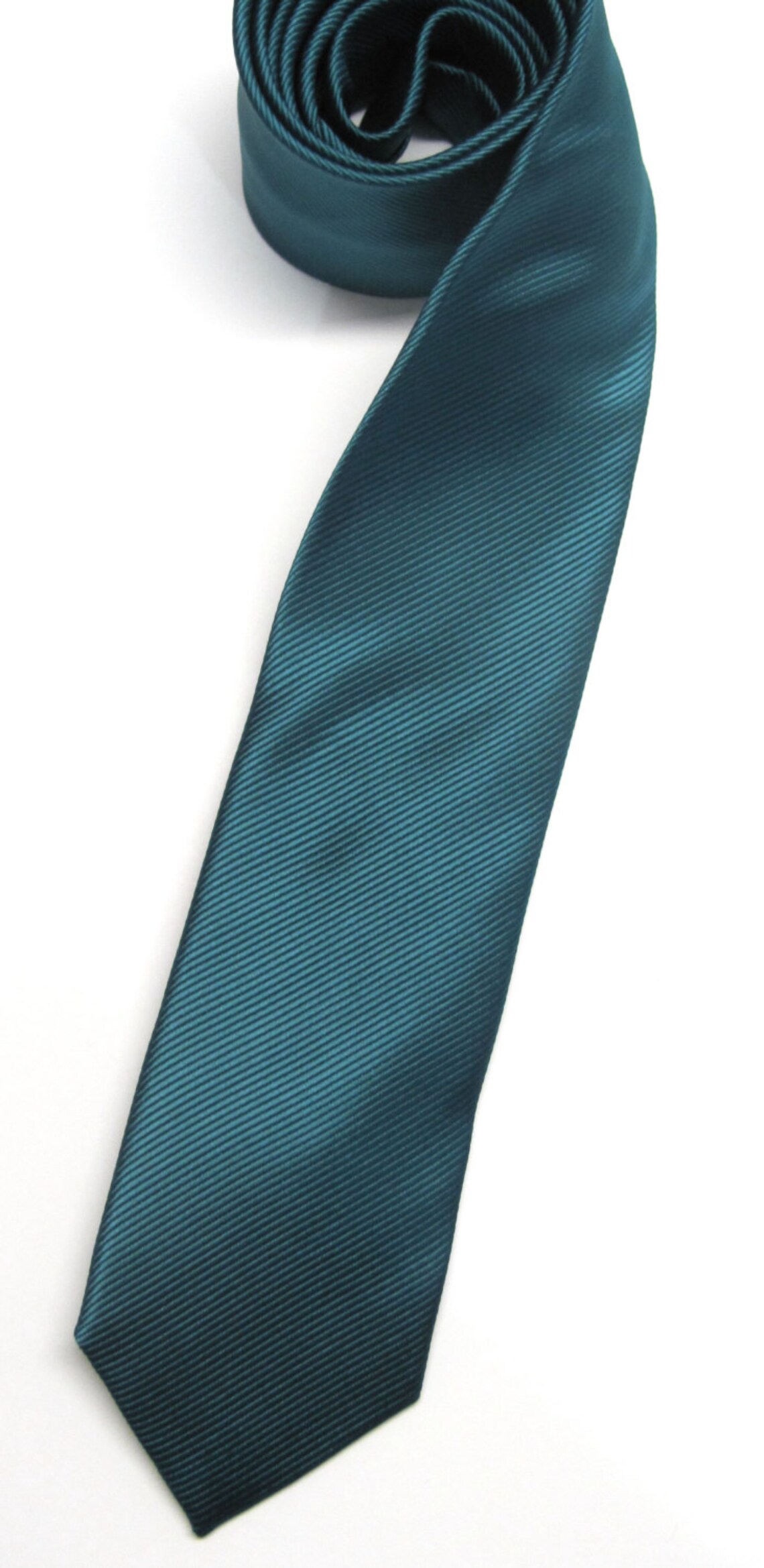 Mens Ties. Teal Peacock Blue Tonal Stripe Skinny Necktie Etsy