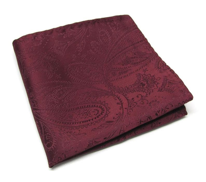 Mens Ties. Wedding Ties. Burgundy Paisley Silk Necktie With Matching Pocket Square Option image 5