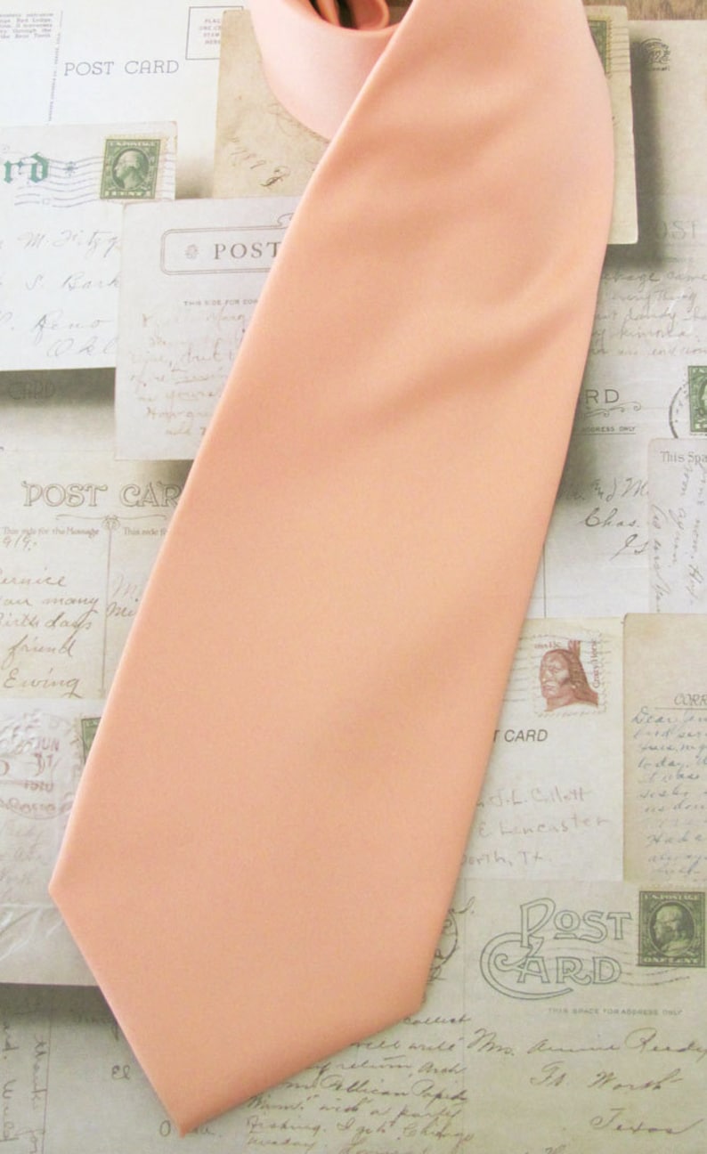 Peach / Apricot Tie With Pocket Square Option Mens Tie Light Peach Mens Necktie Pocket Square image 2