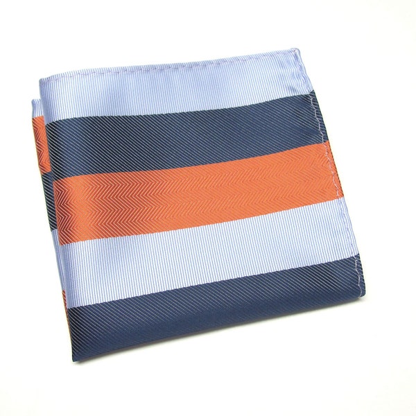 Pocket Squares Blue Orange Stripe Hanky Handkerchief