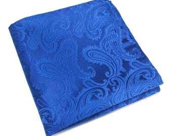 Pocket Square Royal Blue Paisley Hanky Handkerchief