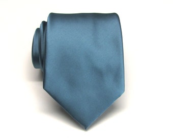 Mens Neck Ties Steel Blue Dusty Blue Mens Neckties With Matching Pocket Square Handkerchief Option