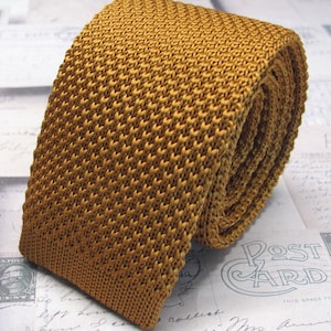 Strick Krawatte Rost Kupfer Gold Senf Gold Seidenstrick Herren Krawatte