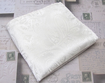 Pocket Square Ivory Paisley Hanky Handkerchief