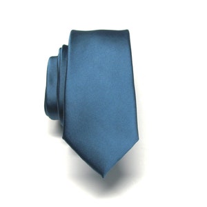 Mens Neck Ties Dusty Blue Steel Slate Blue Mens Skinny Neckties With Matching Handkerchief Option