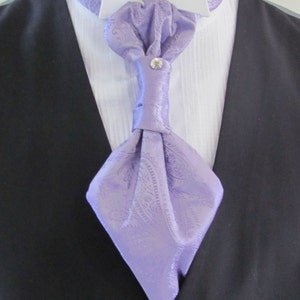 Lavendel paisley ascot-das voor heren voorgebonden heren ascot met kristallen steekspeld formele ascot
