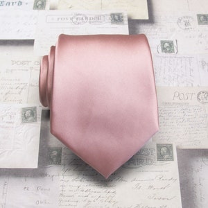 Mens Tie With Matching Pocket Square Option. Dusty Rose Tie Pocket Square Set