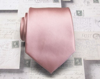 Mens Tie With Matching Pocket Square Option. Dusty Rose Tie Pocket Square Set