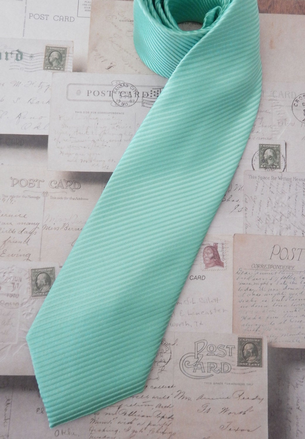 Mint Ties. Mens Tie. Mint Green Stripe Wedding Mens Silk Etsy