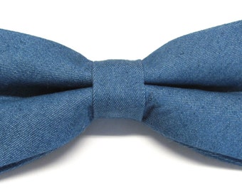 CLEARANCE SALE DENIM Light Medium Blue Denim Mens Bow Tie