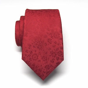 FREE POCKET SQUARE Slim and Regular Size Mens Ties Apple Red Floral Mens Silk Necktie Wedding Ties With Pocket Square