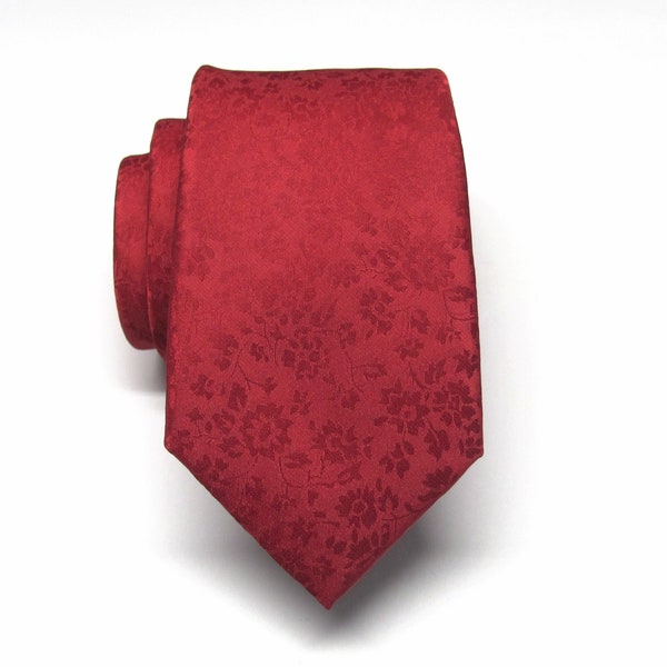 Mens Ties Apple Red Floral Mens Silk Necktie Wedding Ties With Matching Pocket Square Option